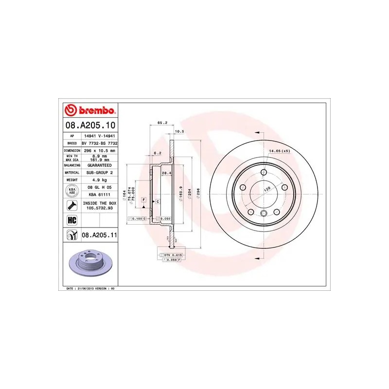 BREMBO - Réf. 08.A205.11