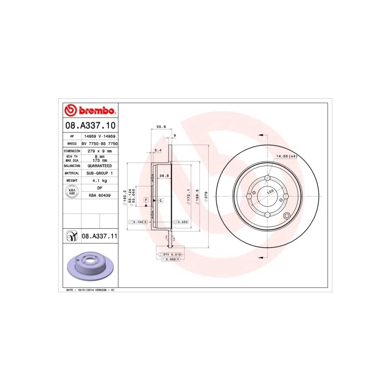 BREMBO - Réf. 08.A337.11