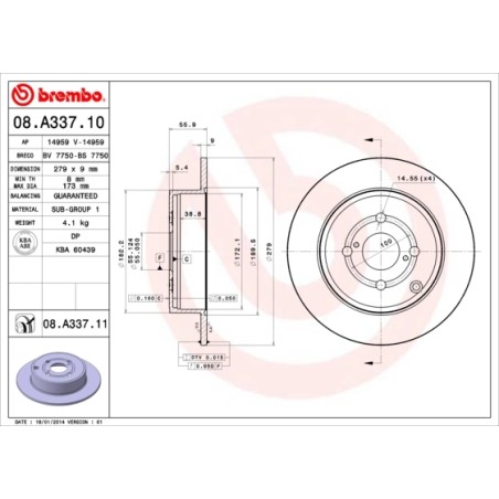 BREMBO - Réf. 08.A337.11