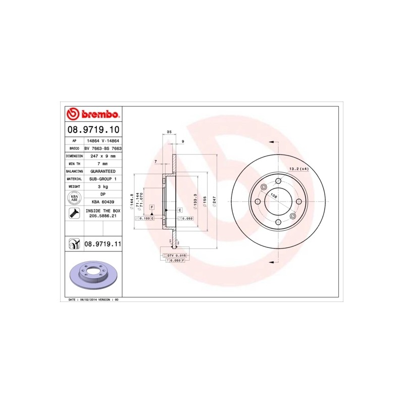 BREMBO - Réf. 08.9719.11