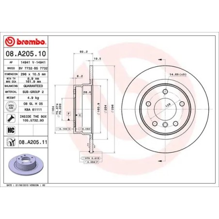 BREMBO - Réf. 08.A205.11
