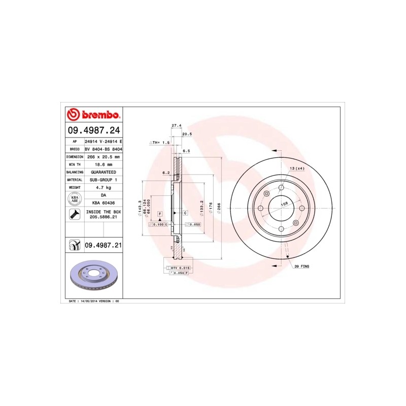 BREMBO - Réf. 09.4987.21