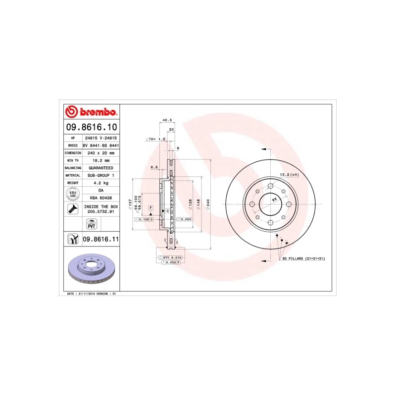 BREMBO - Réf. 09.8616.11
