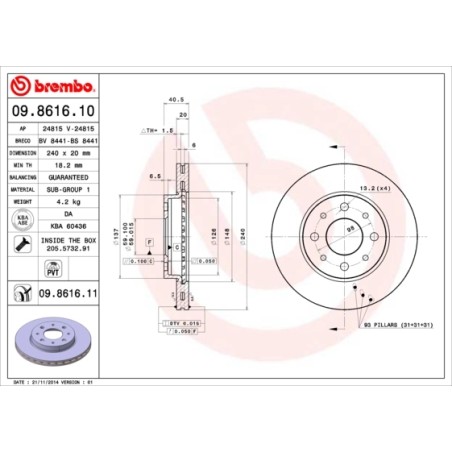 BREMBO - Réf. 09.8616.11