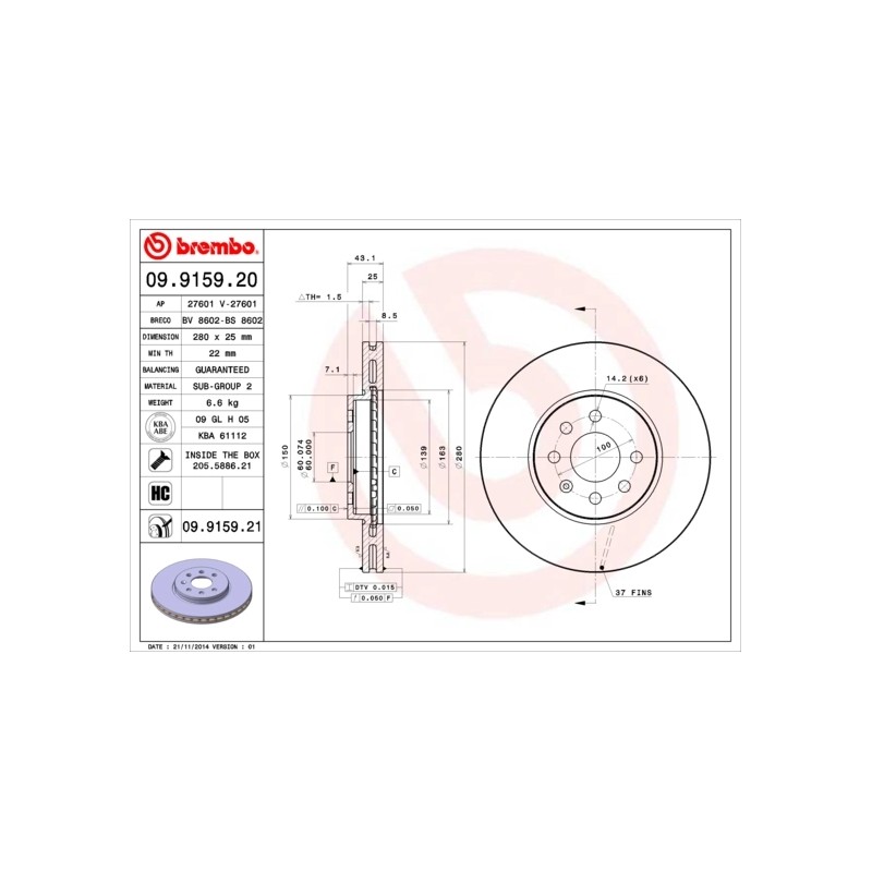 BREMBO - Réf. 09.9159.20