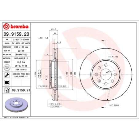 BREMBO - Réf. 09.9159.20