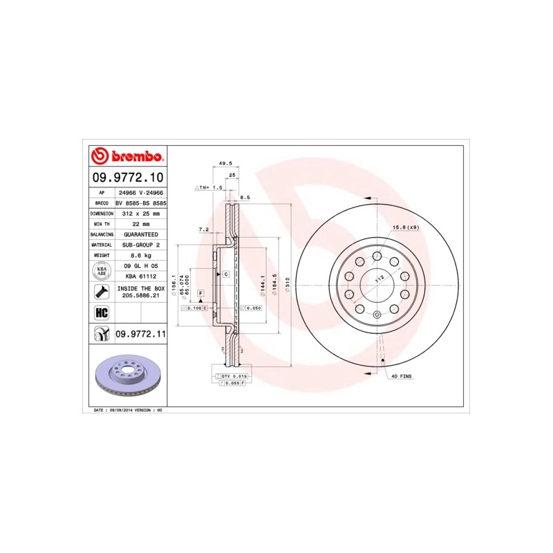 BREMBO - Réf. 09.9772.11