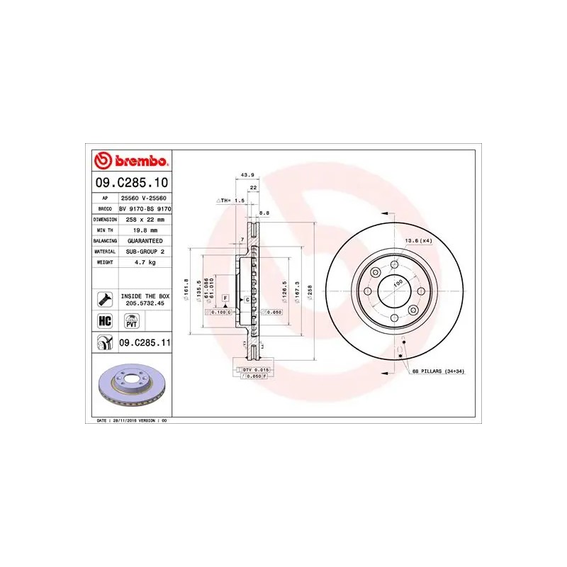 BREMBO - Réf. 09.C285.11