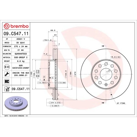 BREMBO - Réf. 09.C547.11