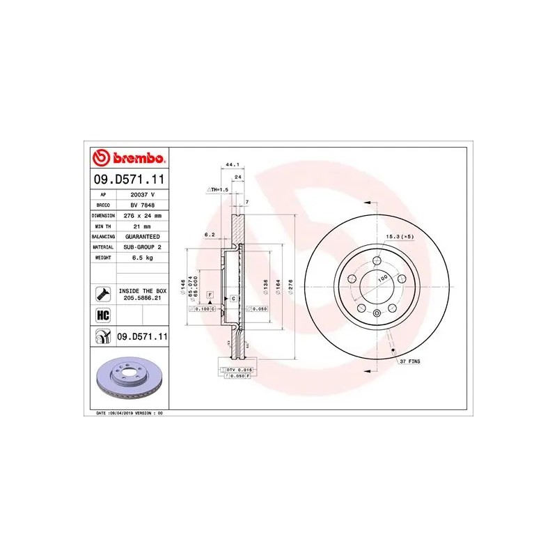 BREMBO - Réf. 09.D571.11